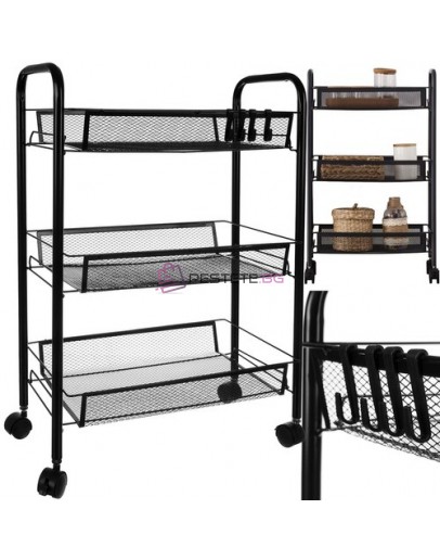 Метална кухненска етажерка 3 нива мобилна